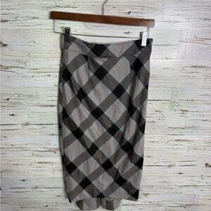 Free People Black Midi Pencil Skirt plaid size 2